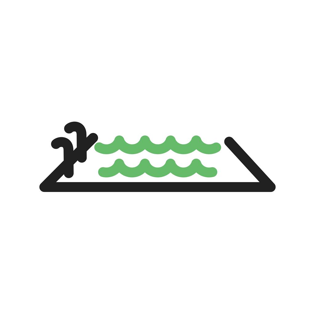 Swimming Line Green Black Icon - IconBunny