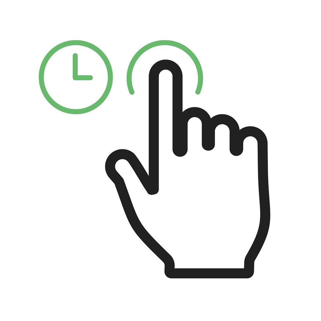 Click and Hold Line Green Black Icon
