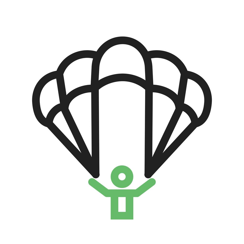 Paragliding Line Green Black Icon - IconBunny