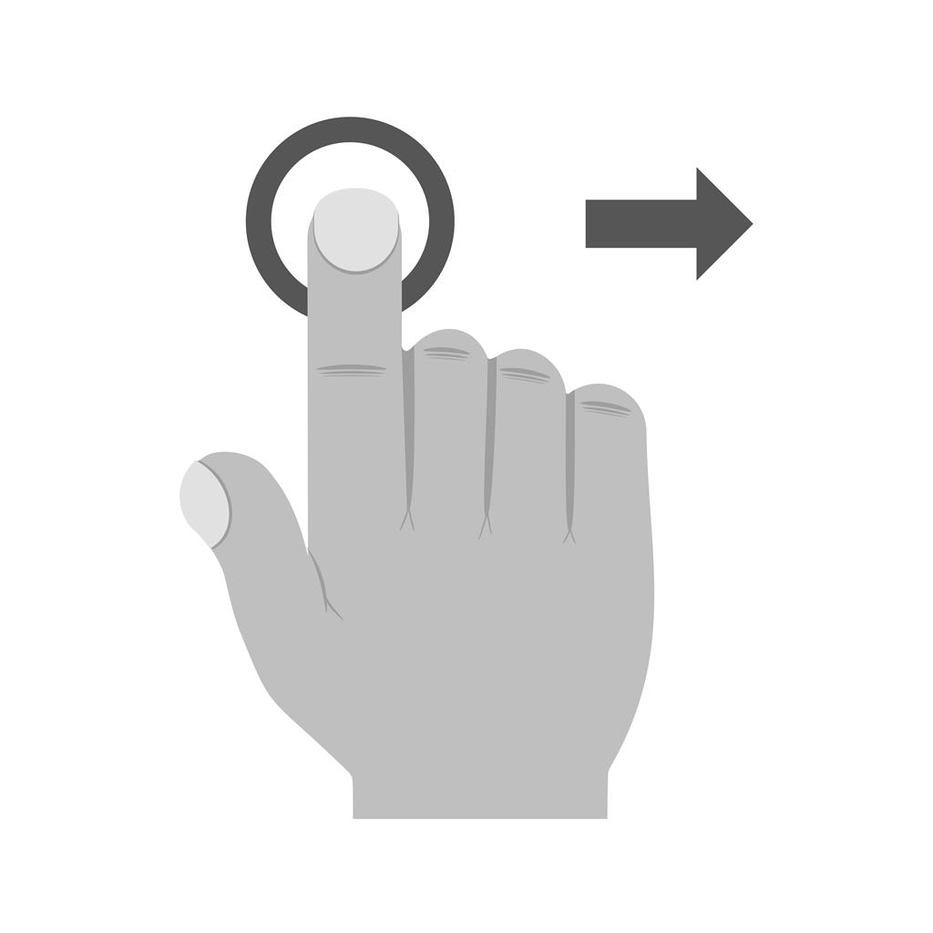 Tap and Move Right Greyscale Icon