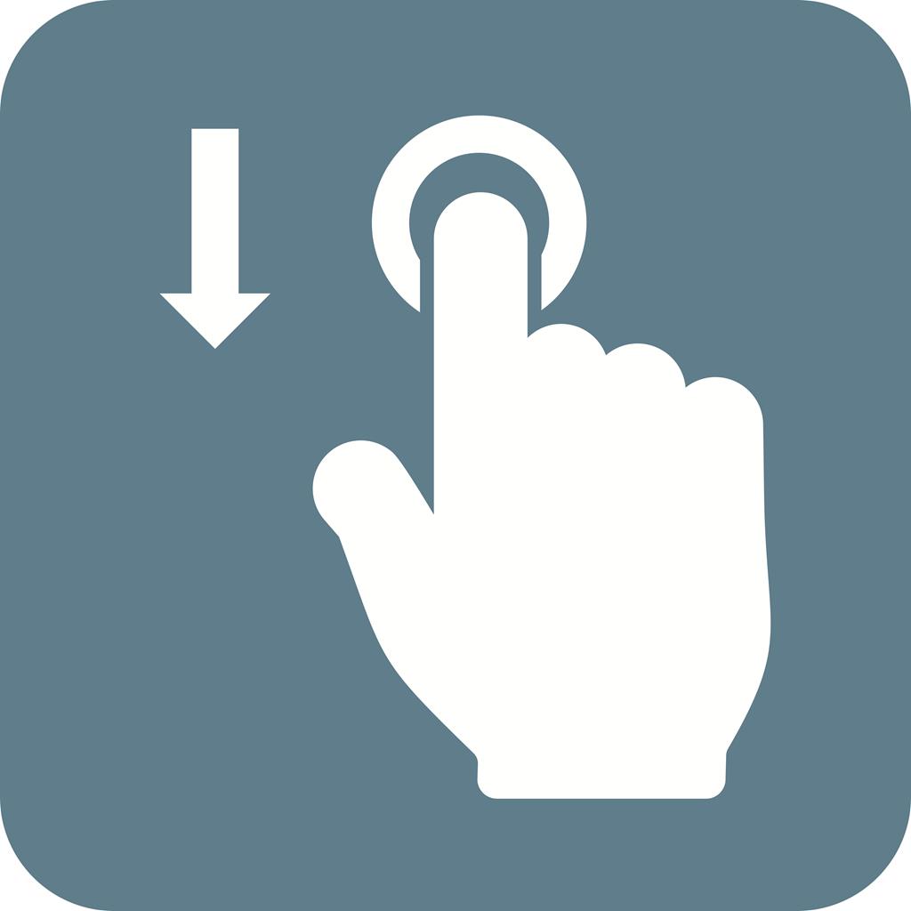 Tap and Move Down Flat Round Corner Icon