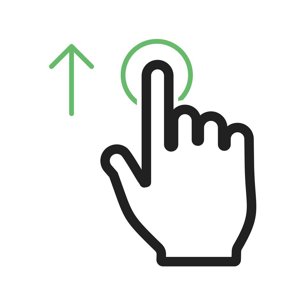 Tap and Move Up Line Green Black Icon