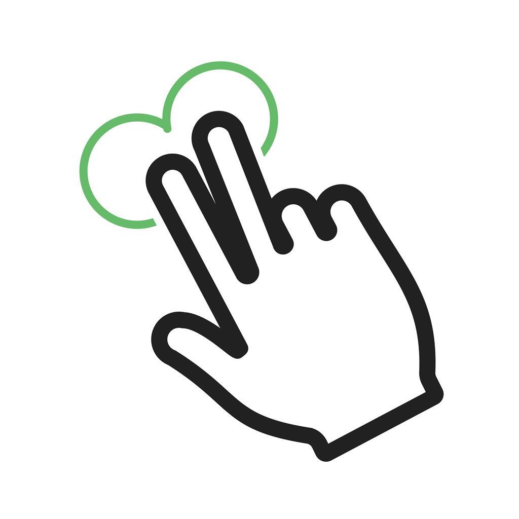 Two Fingers Tap Line Green Black Icon