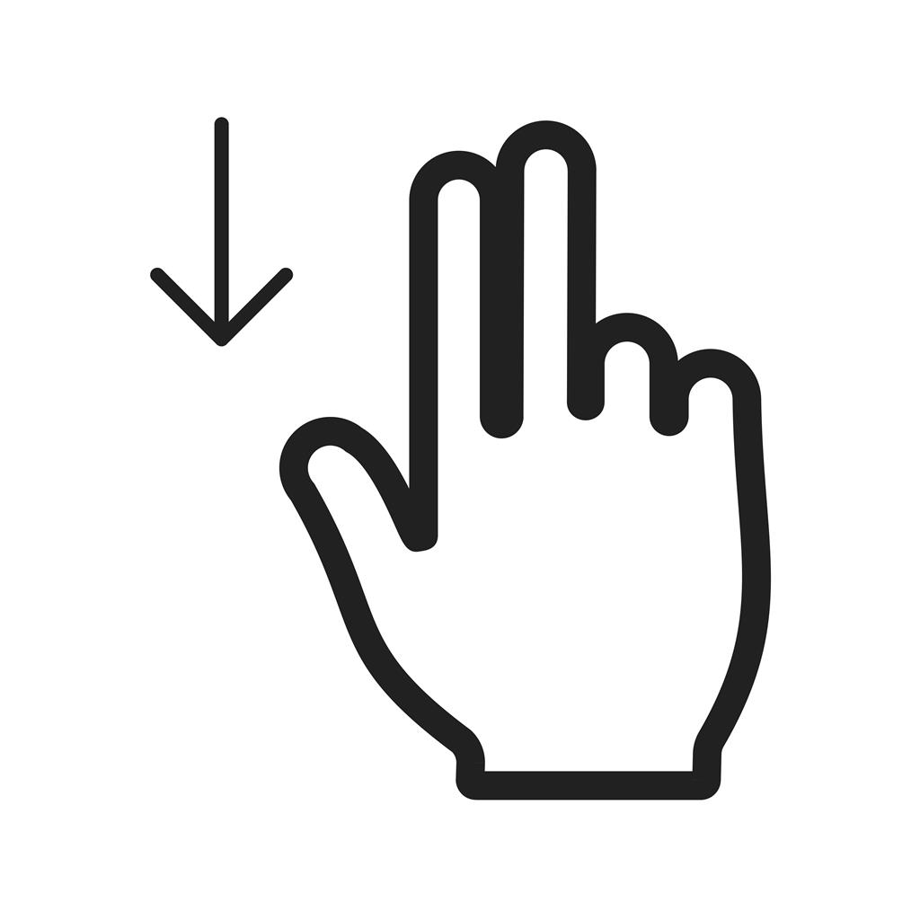 Two Fingers Down Line Icon