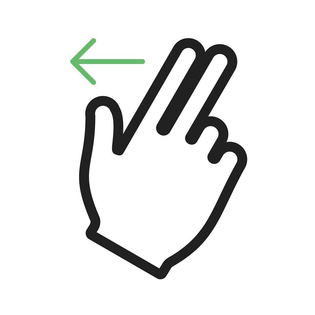 Two Fingers Left Line Green Black Icon
