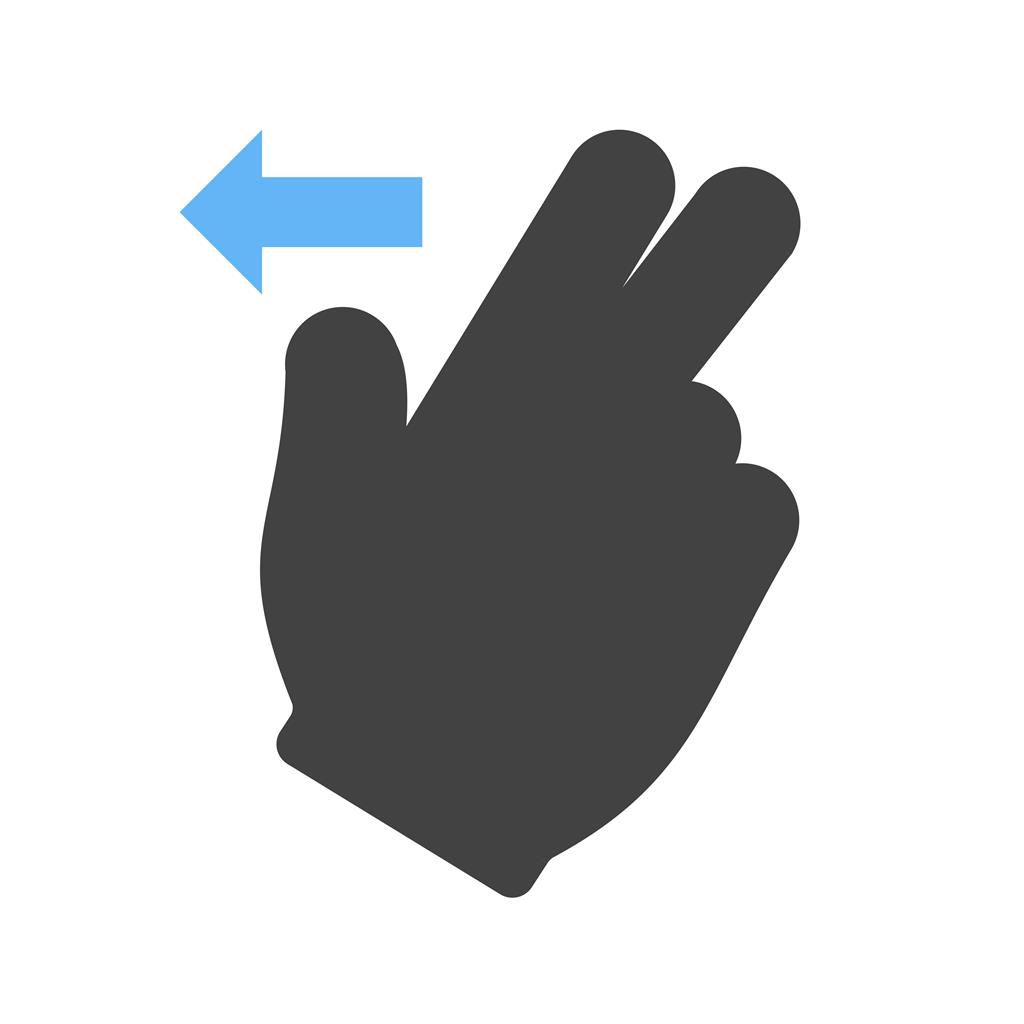 Two Fingers Left Blue Black Icon