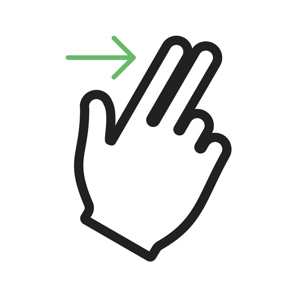 Two Fingers Right Line Green Black Icon