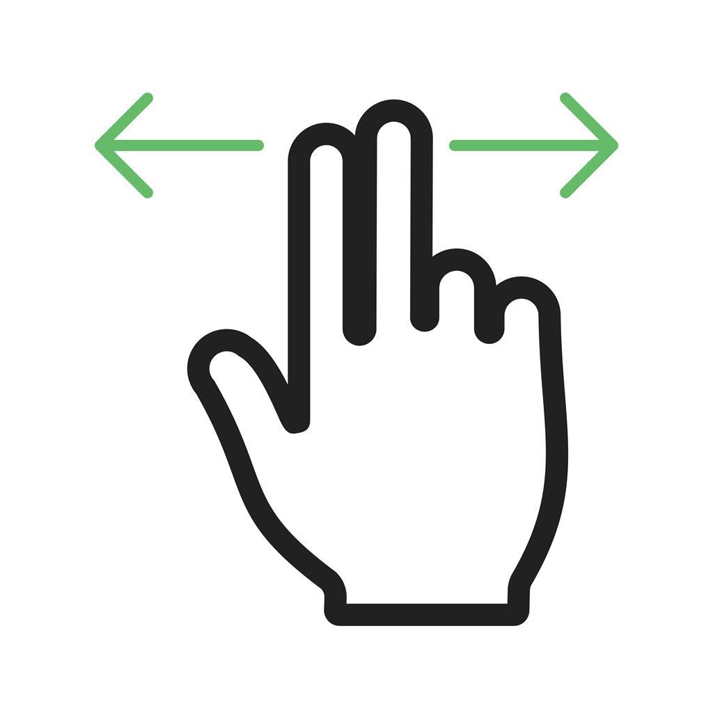 Two Fingers Horizontal Scroll Line Green Black Icon
