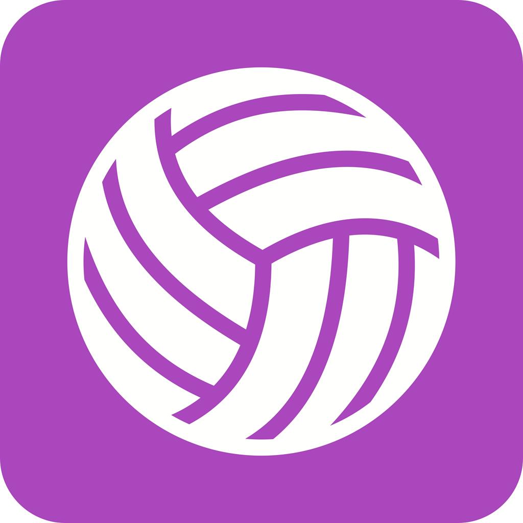 Volley ball Flat Round Corner Icon - IconBunny