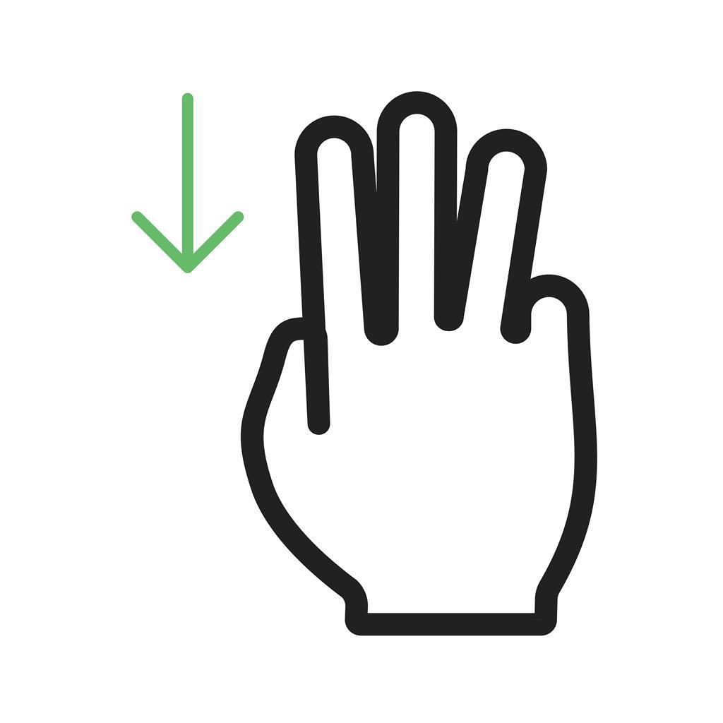 Three Fingers Up Line Green Black Icon