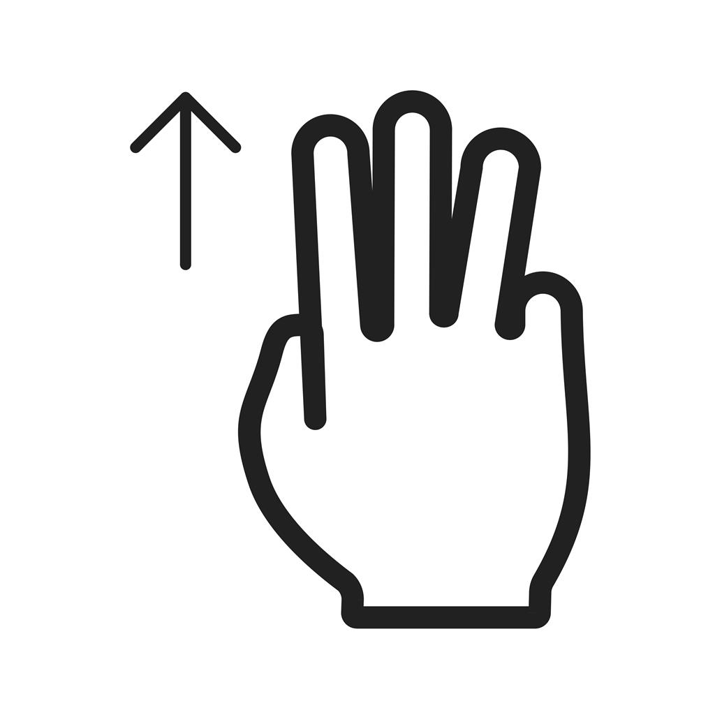 Three Fingers Down Line Icon