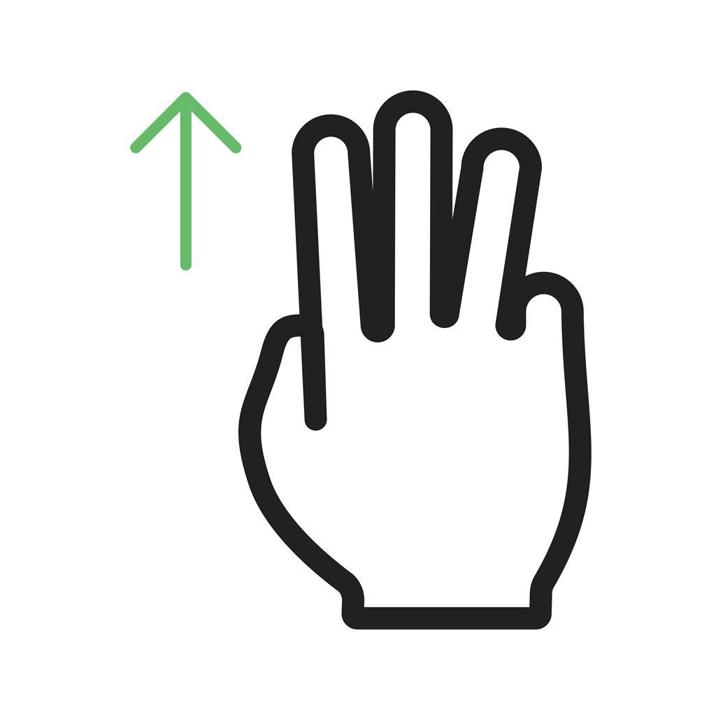 Three Fingers Down Line Green Black Icon