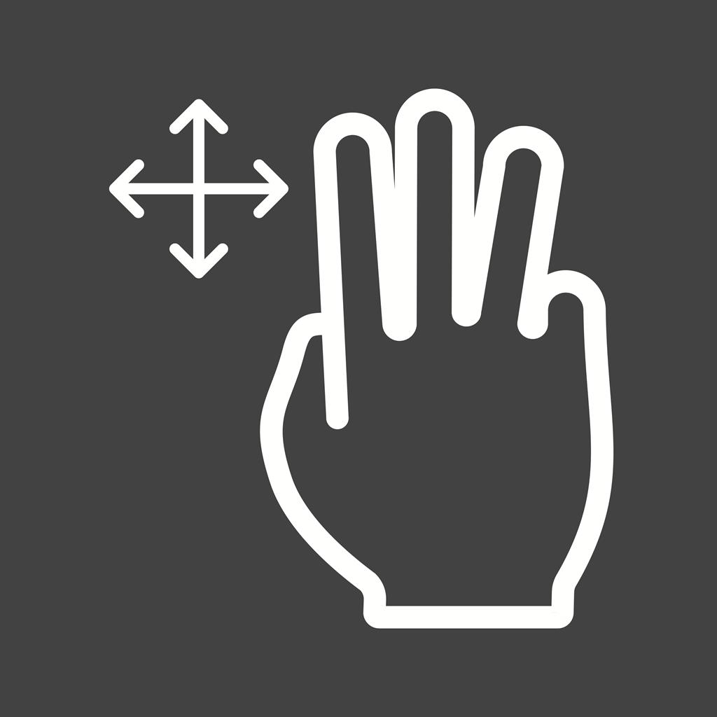Three Fingers Move Line Inverted Icon