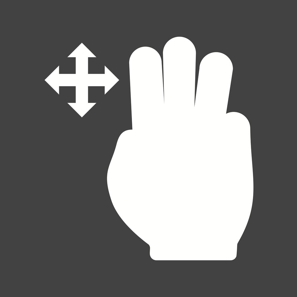 Three Fingers Move Glyph Inverted Icon