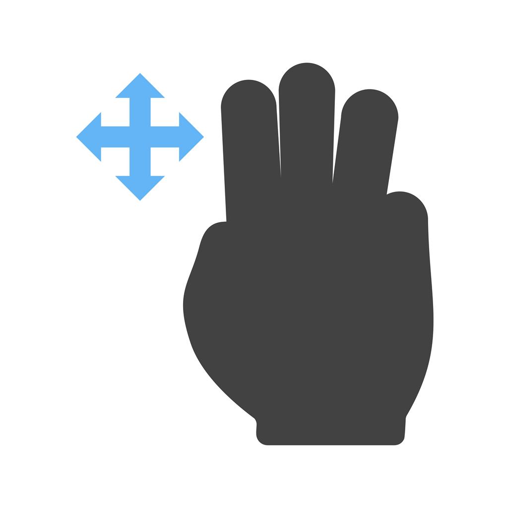 Three Fingers Move Blue Black Icon