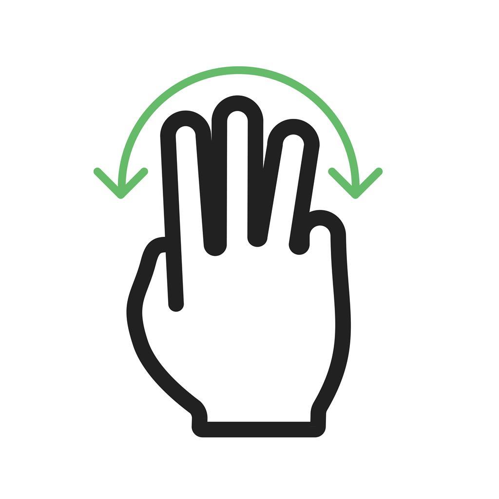 Three Fingers Rotate Line Green Black Icon