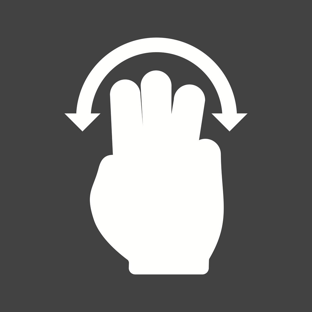 Three Fingers Rotate Glyph Inverted Icon