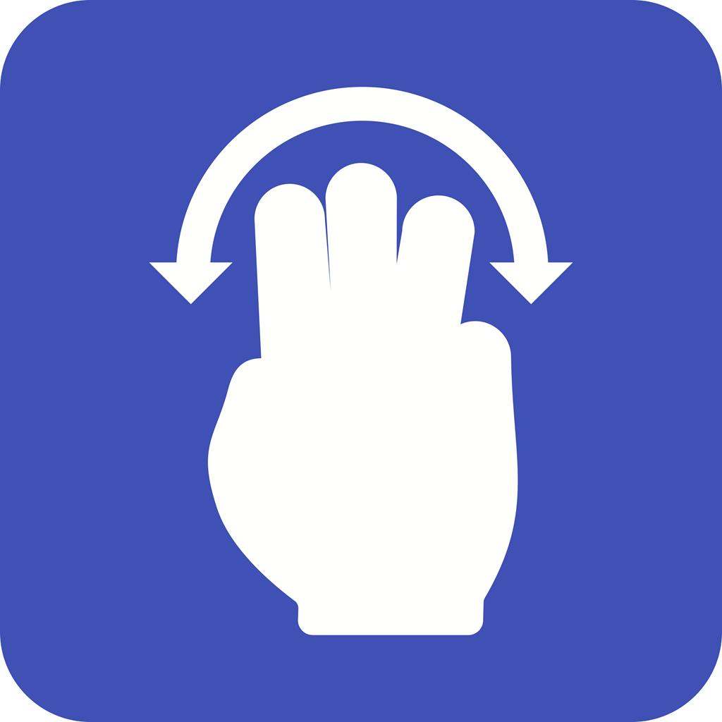 Three Fingers Rotate Flat Round Corner Icon