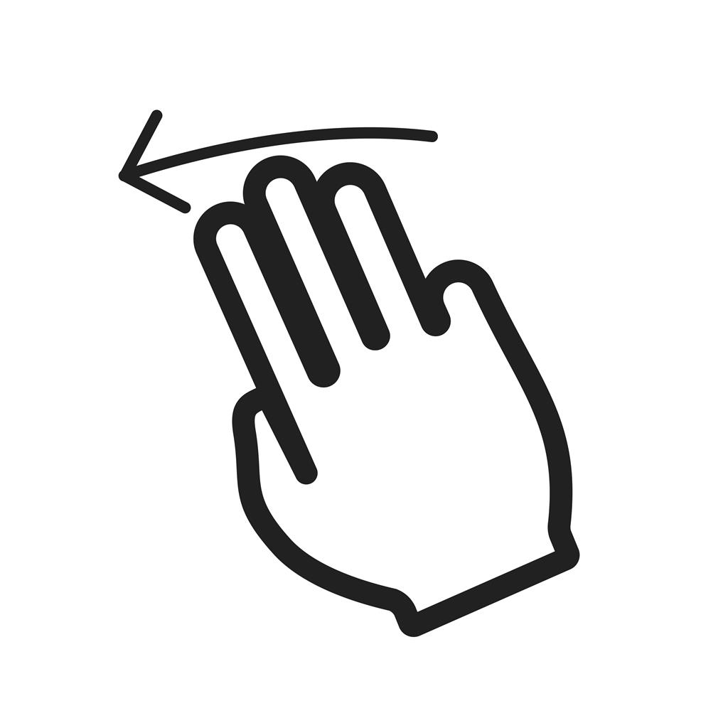 Three Fingers Left Line Icon