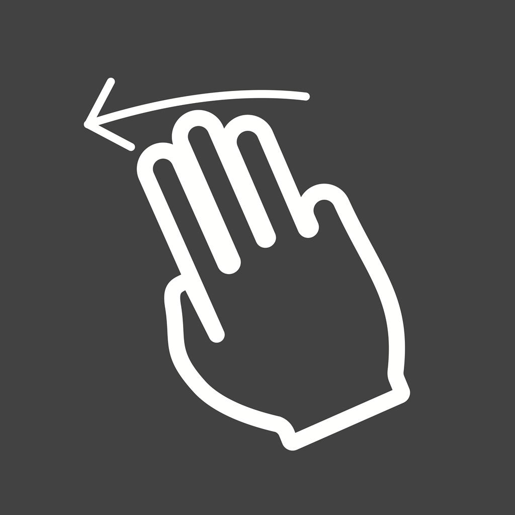 Three Fingers Left Line Inverted Icon