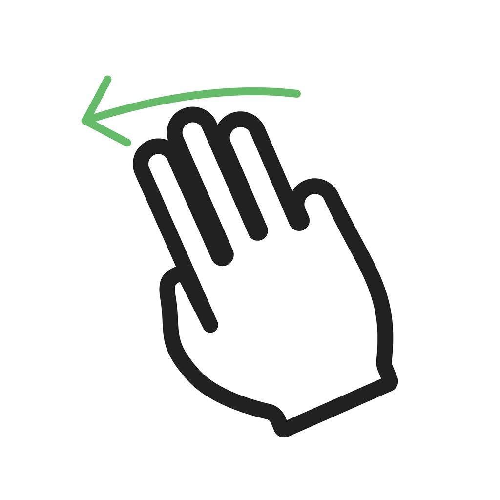 Three Fingers Left Line Green Black Icon
