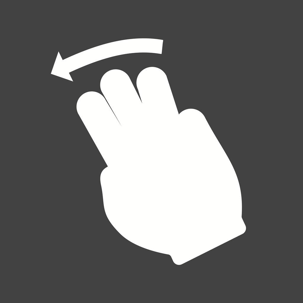 Three Fingers Left Glyph Inverted Icon