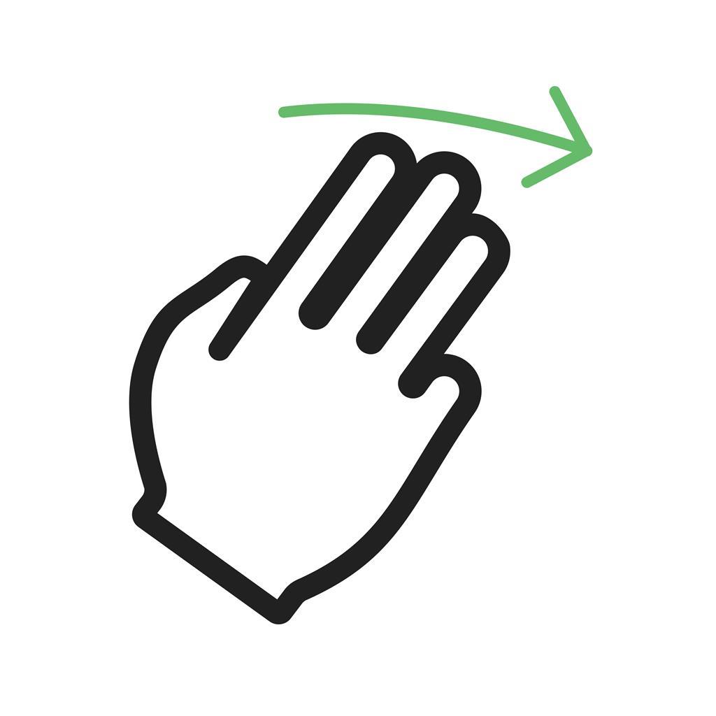 Three Fingers Right Line Green Black Icon