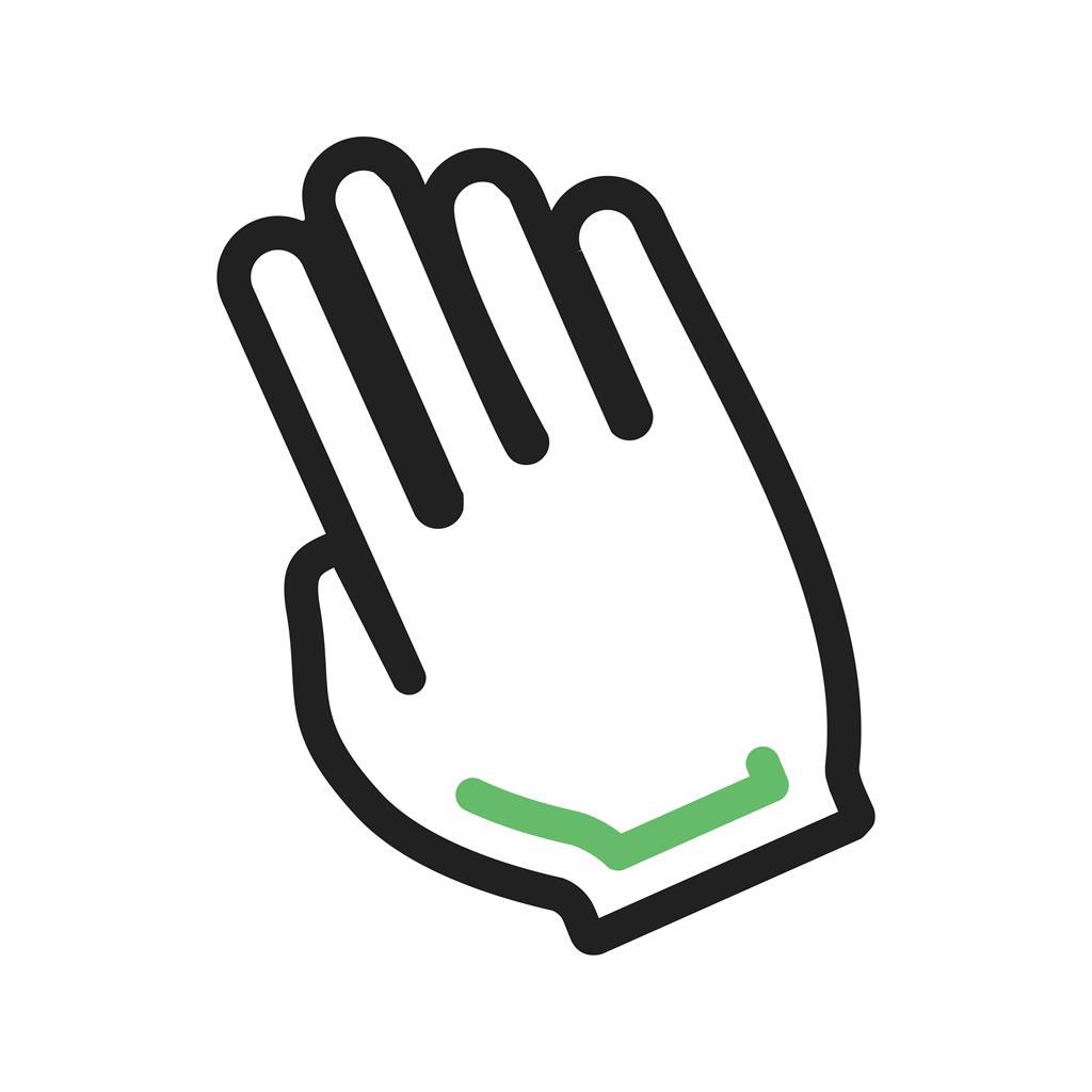 Tilted Hand Line Green Black Icon