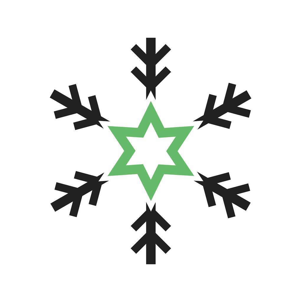 Snowflake Line Green Black Icon