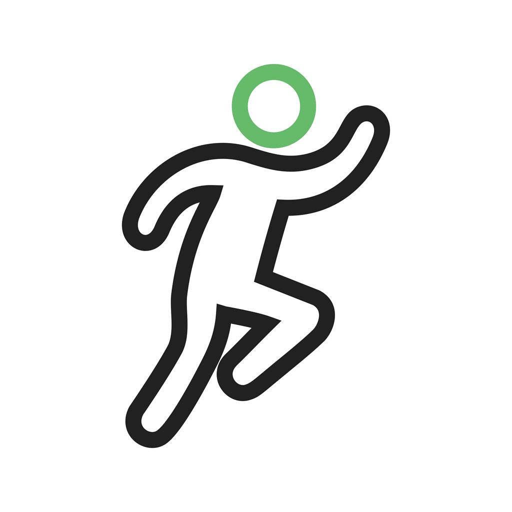 Running Person Line Green Black Icon - IconBunny