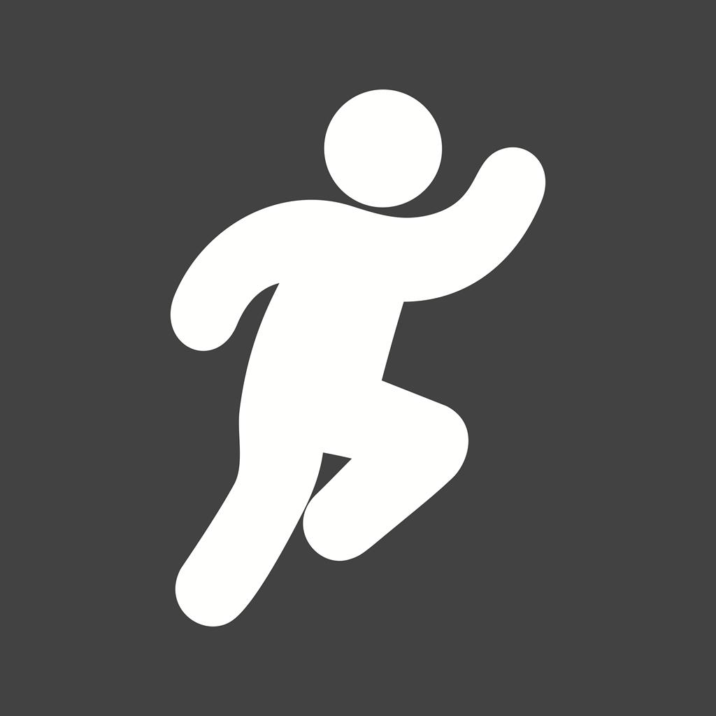 Running Person Glyph Inverted Icon - IconBunny