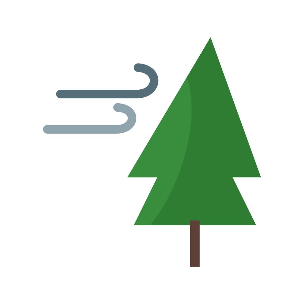 Tree with Wind Flat Multicolor Icon