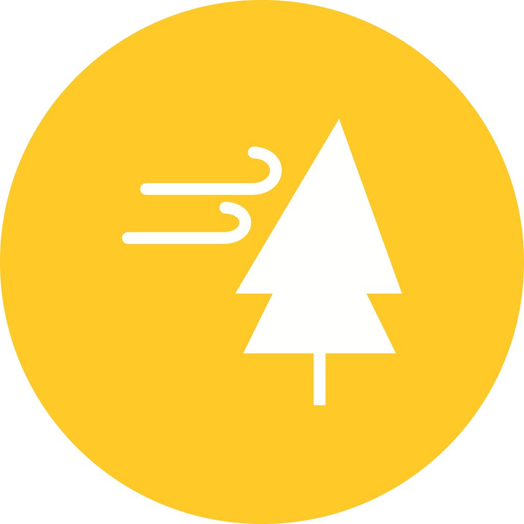 Tree with Wind Flat Round Icon