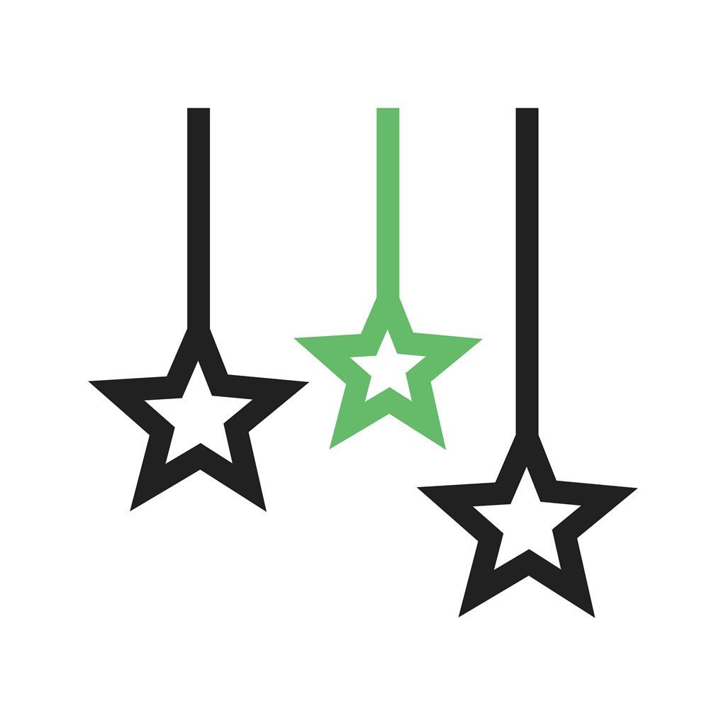 Hanging Stars Line Green Black Icon
