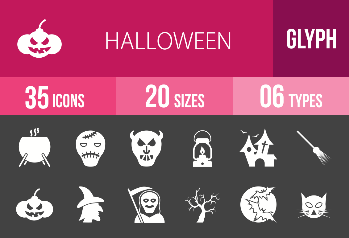35 Halloween Glyph Inverted Icons - Overview - IconBunny