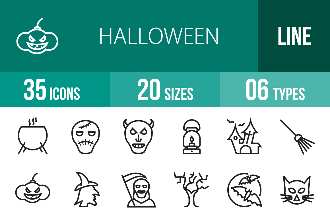 35 Halloween Line Icons - Overview - IconBunny