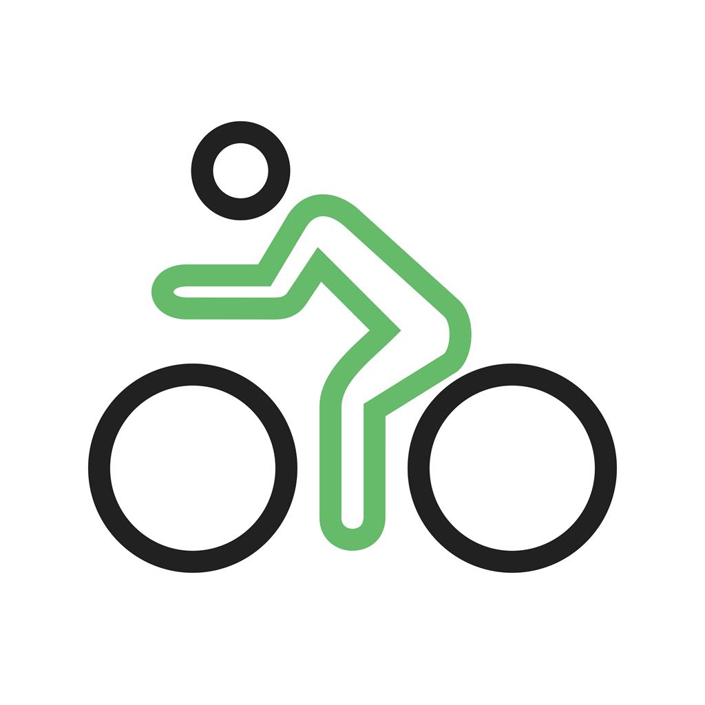 Cycling Person Line Green Black Icon - IconBunny