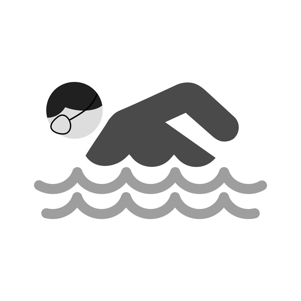 Swimming Person Greyscale Icon - IconBunny