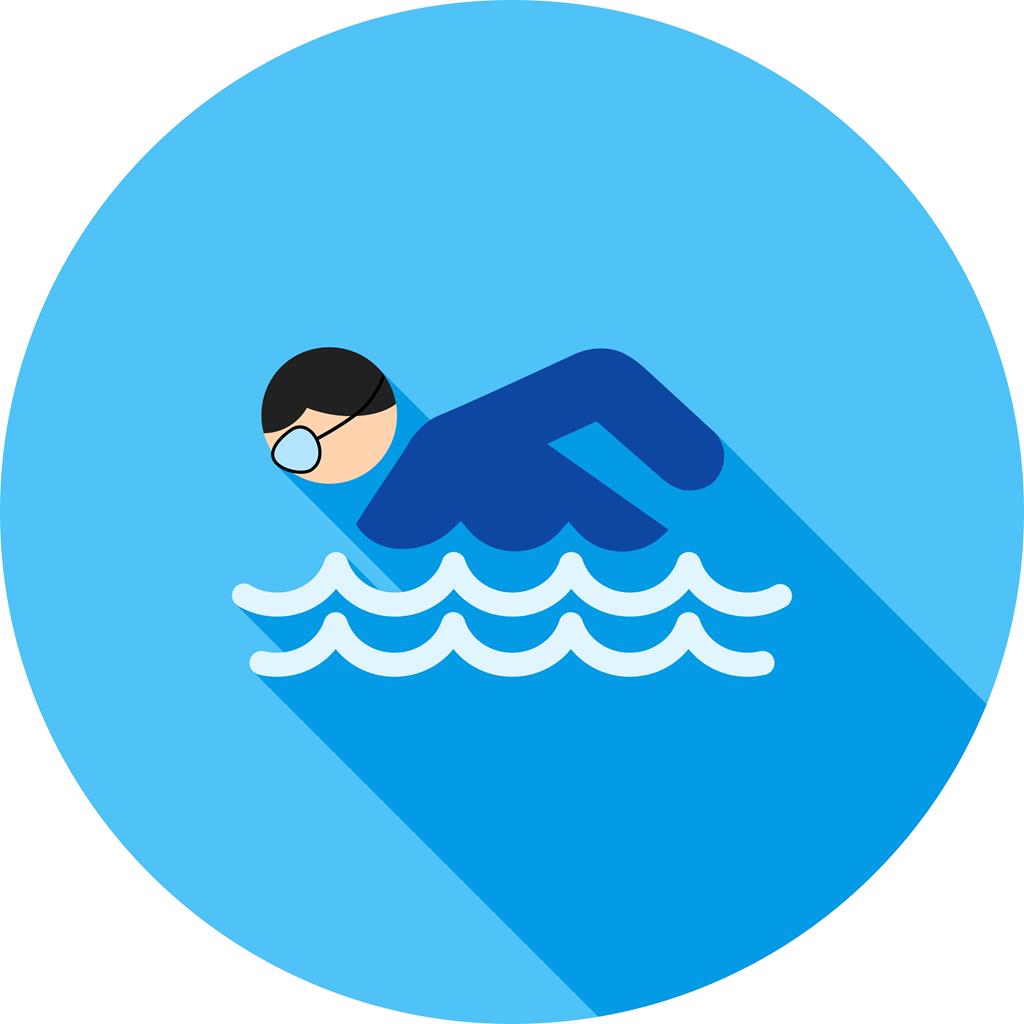 Swimming Person Flat Shadowed Icon - IconBunny