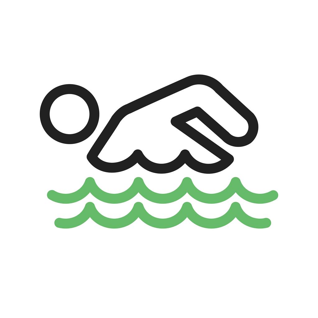 Swimming Person Line Green Black Icon - IconBunny