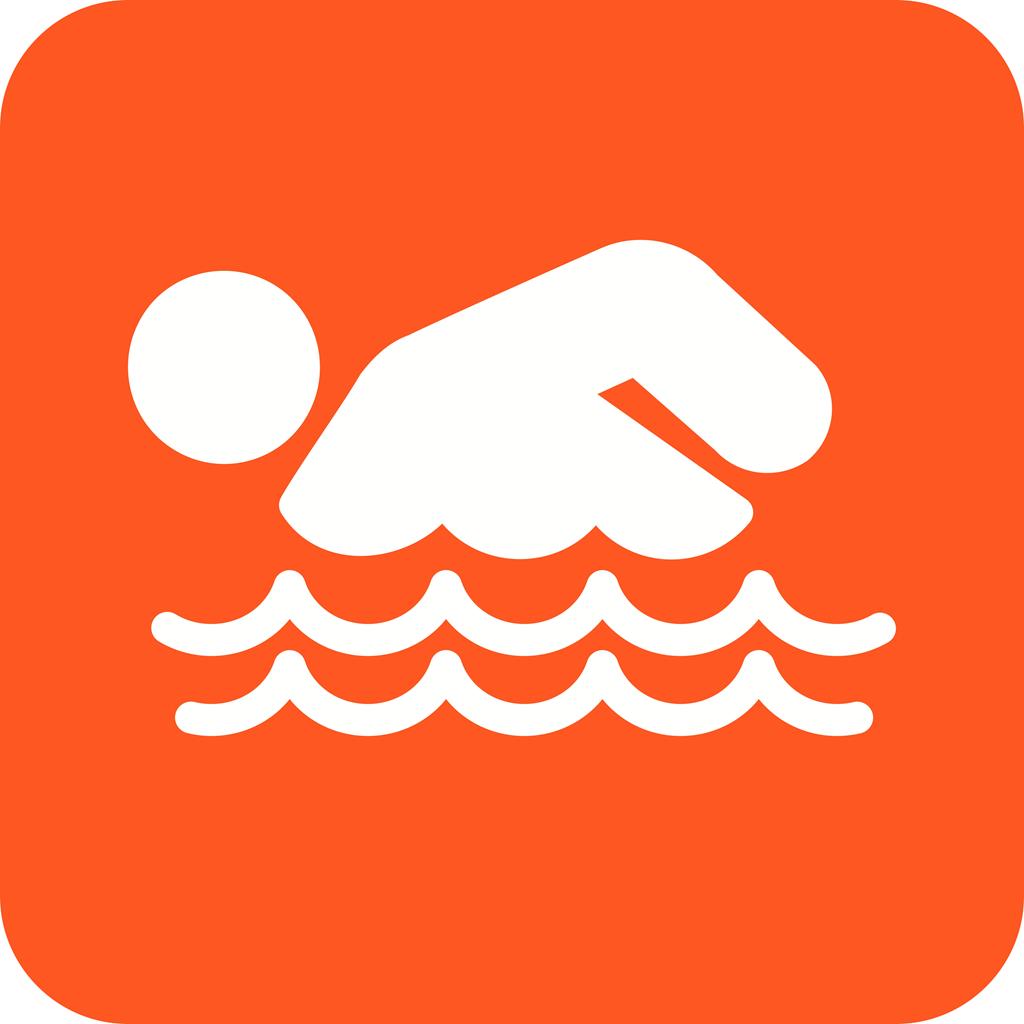 Swimming Person Flat Round Corner Icon - IconBunny