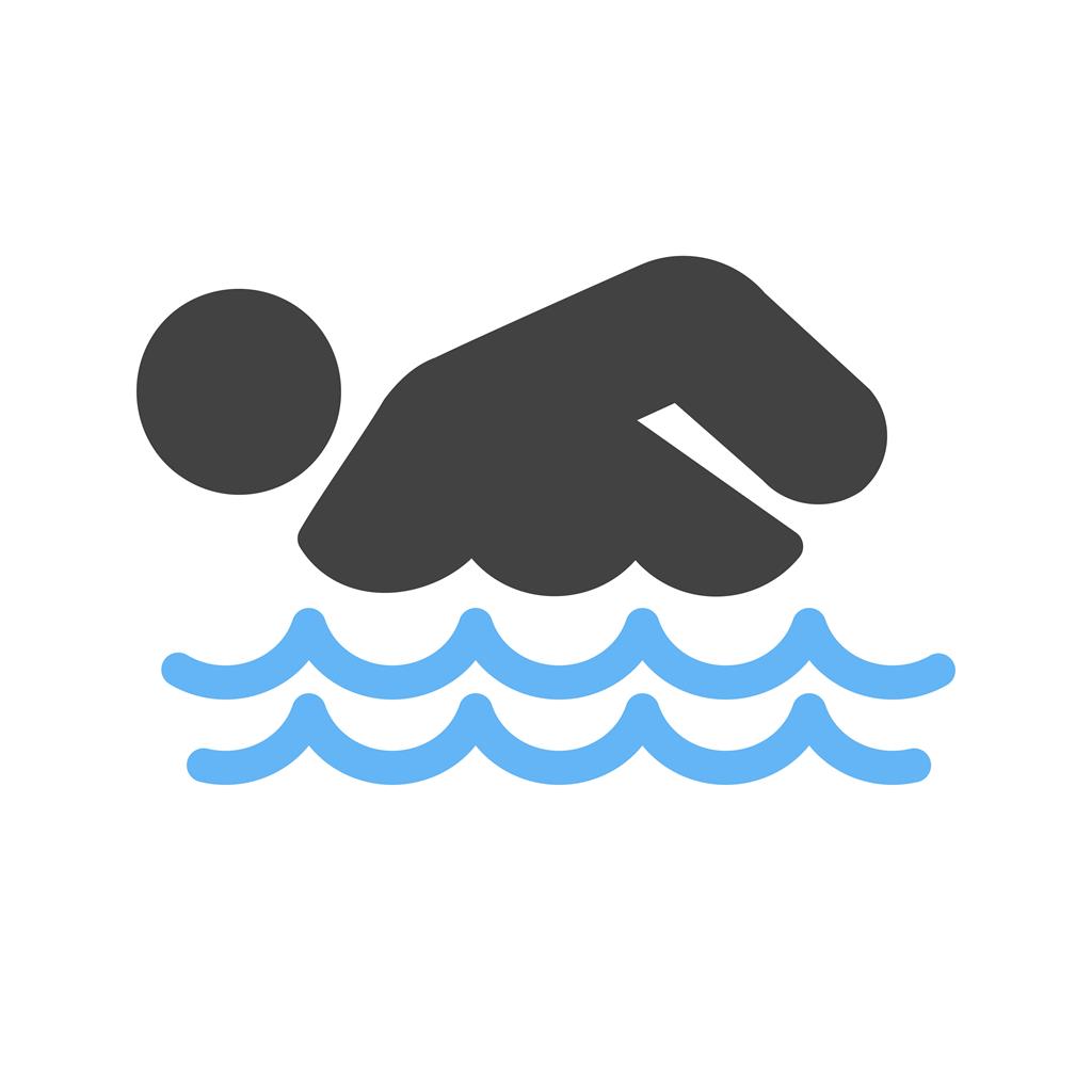 Swimming Person Blue Black Icon - IconBunny