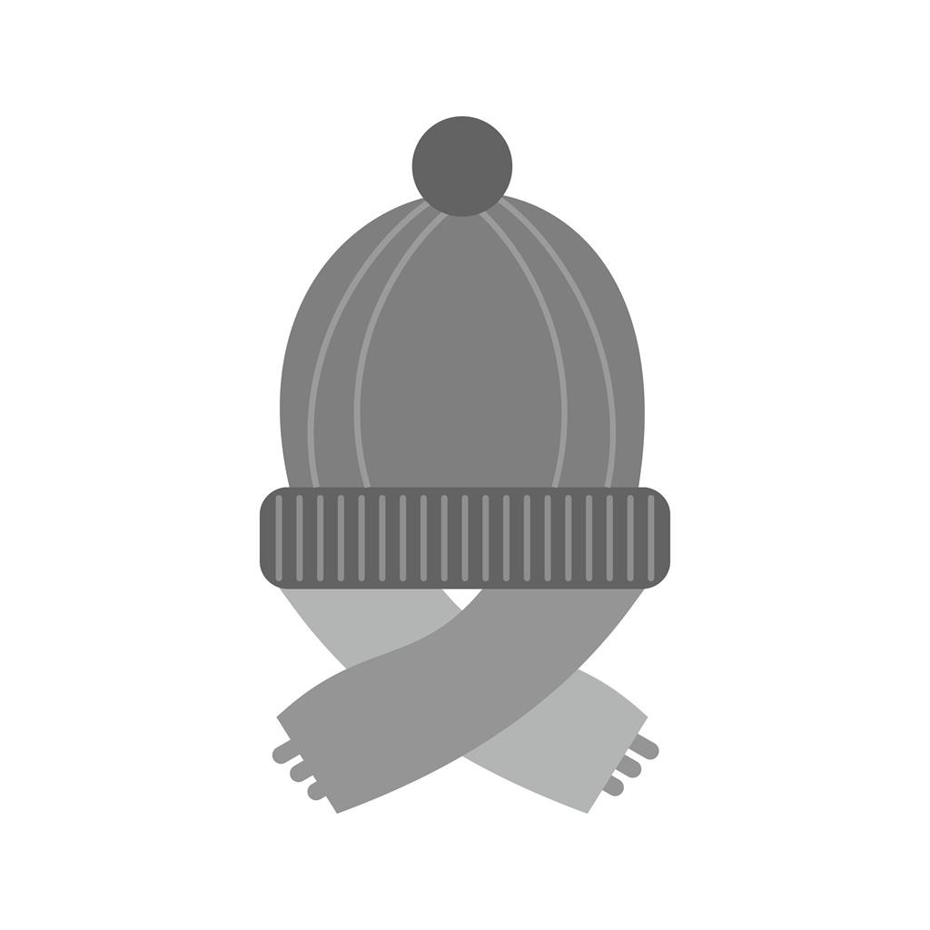 Warm Cap and Scarf Greyscale Icon
