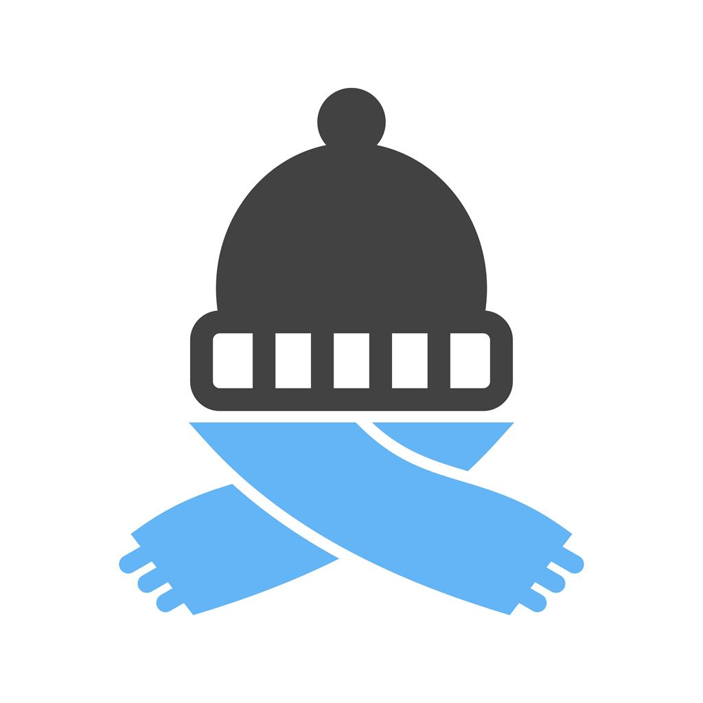Warm Cap and Scarf Blue Black Icon