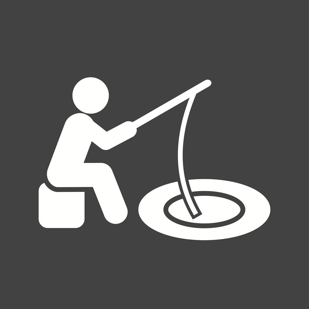 Fishing Glyph Inverted Icon