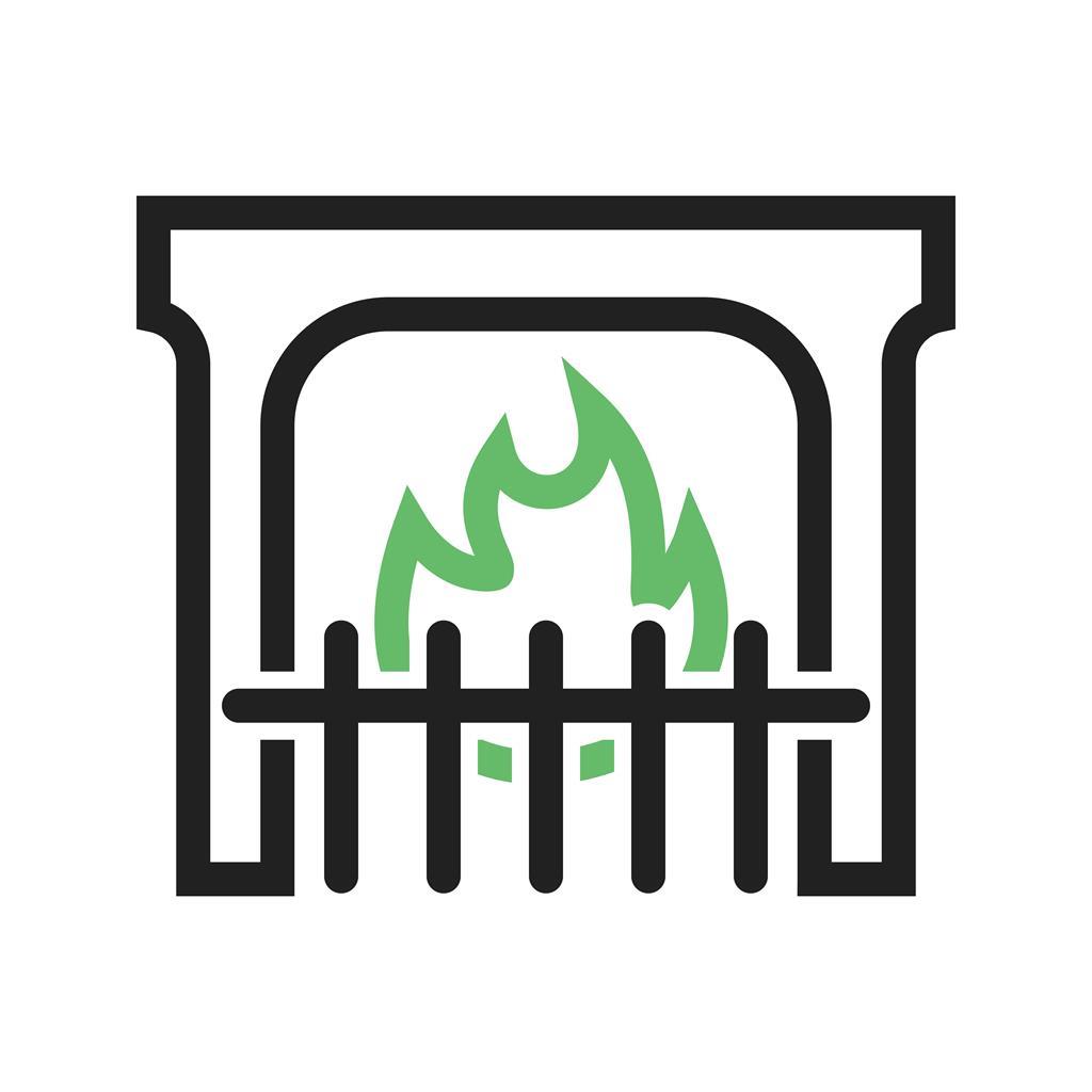 Fireplace Line Green Black Icon