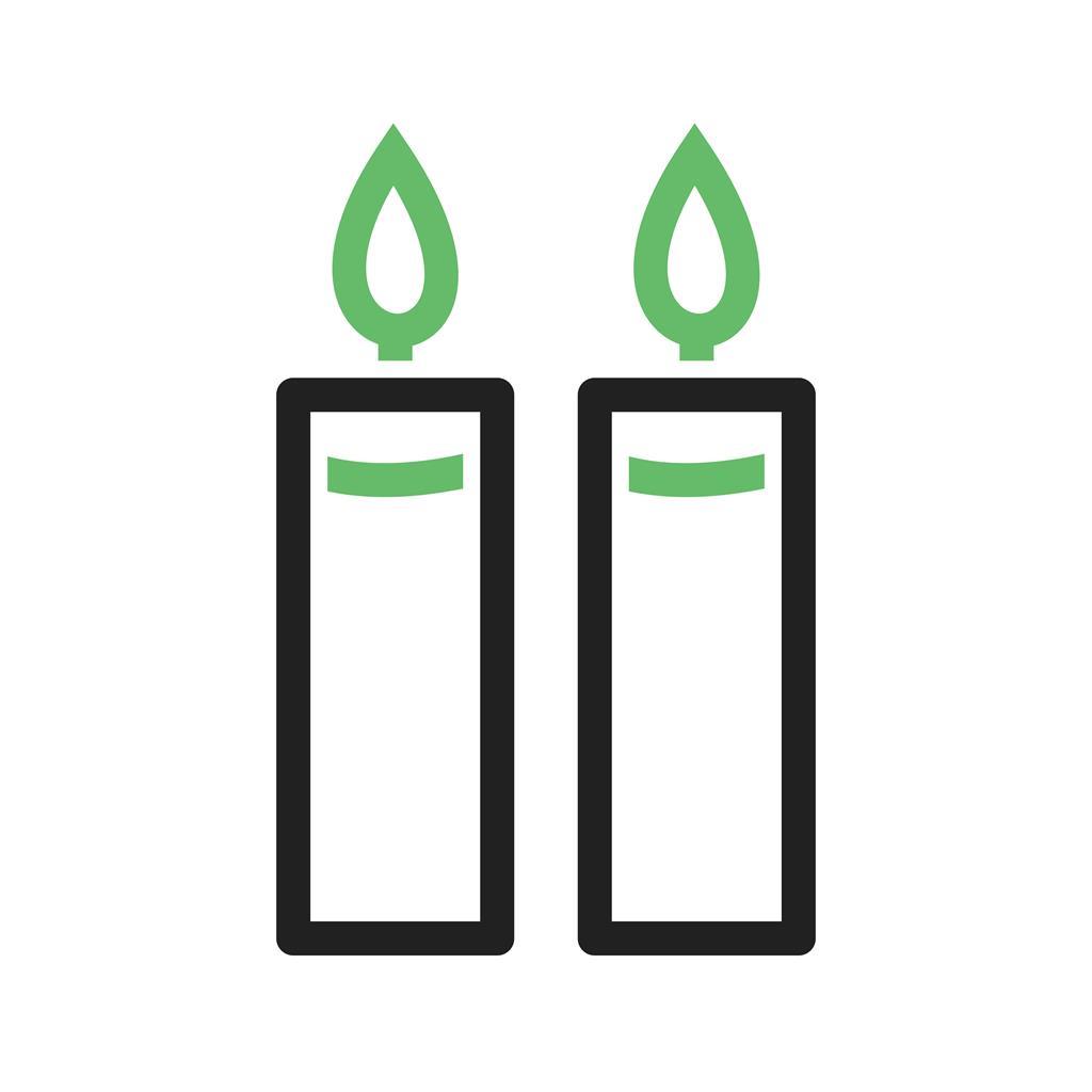 Two Candles Line Green Black Icon