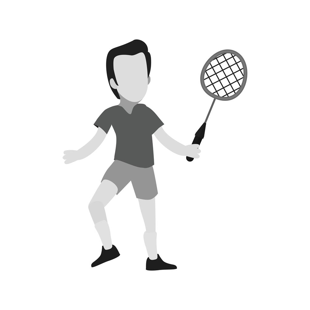 Tennis Player Greyscale Icon - IconBunny
