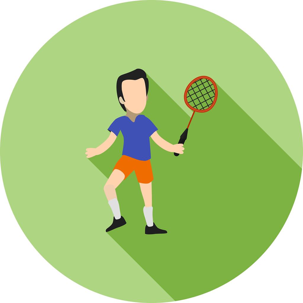 Tennis Player Flat Shadowed Icon - IconBunny