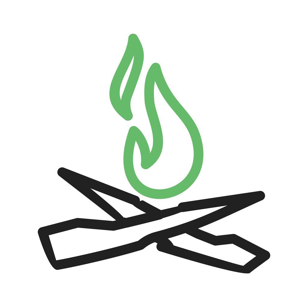Flame Line Green Black Icon